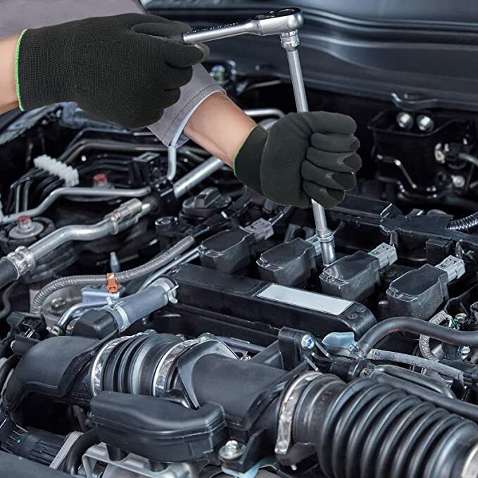 Black Safety Gloves Mechanical Sandy Work Gloves 100% acrylic thinsulate line