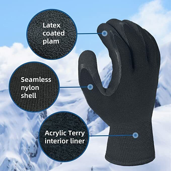 Black Safety Gloves Mechanical Sandy Work Gloves 100% acrylic thinsulate line