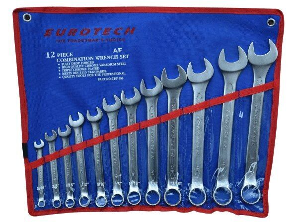 EUROTECH MATT FINISH Tradesman Quality 12Pc AF Spanner Set Made in Taiwan