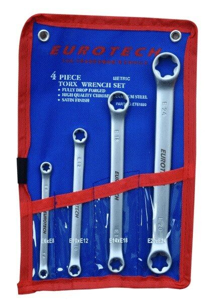 EUROTECH Tradesman Quality 4Pc Torx Double Ended Ring Spanner Set Made in Taiwan