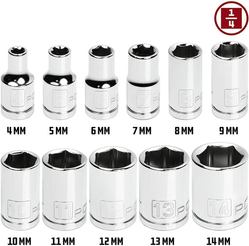 EUROTECH 1/4" Dr Tradesman Cr-V Quality Socket Individual Made Taiwan Metric/SAE - FISHER DISCOUNT