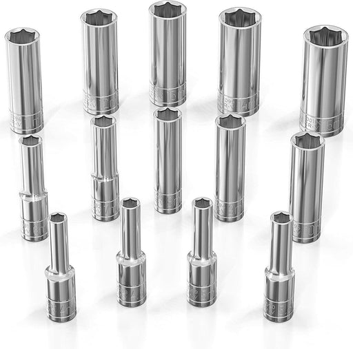 EUROTECH Tradesman 1/4DR 6PT SAE /AF Deep Socket Individual Made in Taiwan - FISHER DISCOUNT