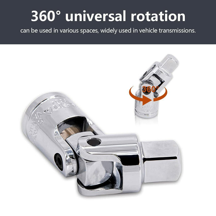 EUROTECH Tradesman Quality 1/4 3/8 1/2" Dr Universal Joint Socket Made in Taiwan
