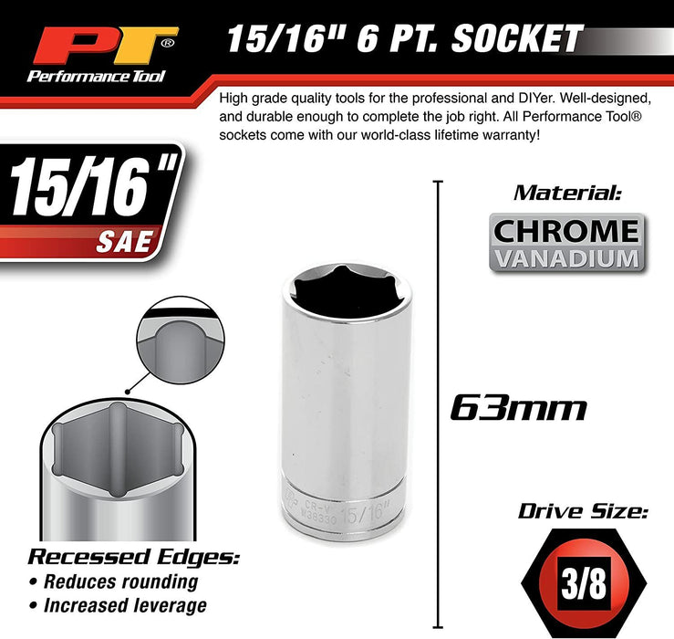 EUROTECH 3/8Dr Individual Tradesman Quality Deep Socket Made in Taiwan 6-19mm