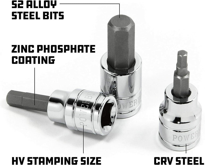 EUROTECH 1/2Dr Individual Tradesman Quality Allen Key Hex Bit Socket 5-19mm - FISHER DISCOUNT