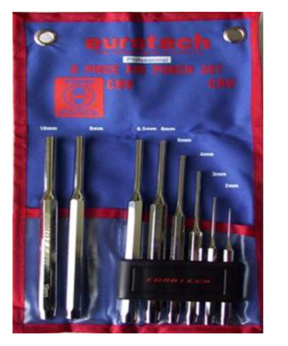 Eurotech Tradesman Long Nose Quality 8PC Pin Punch Set Made in Taiwan 2-10mm