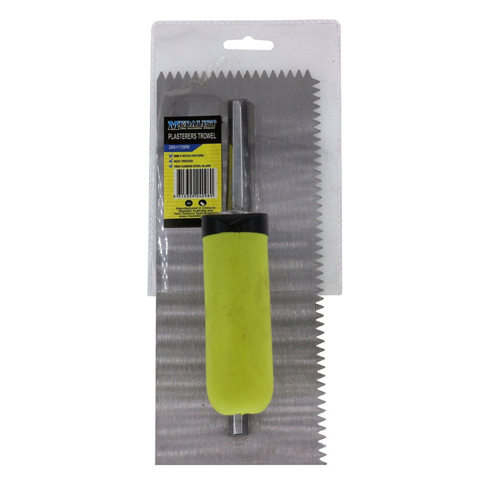 Force PRO 280x115mm Carbon Steel Blade Plastering Trowel Teeth Rubber Handle