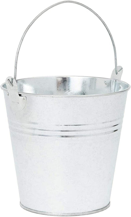 2PC Metal Bucket 12L Galvanised Tin Steel Wood Handle Ice Water Drink Garden Pot
