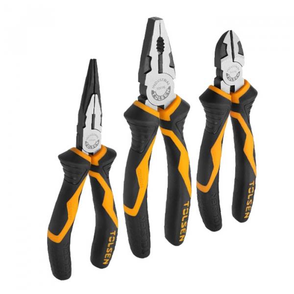3PCS Insulated Tool Set-Long Nose/ Diagonal/ Combination Pliers & Wire Stripper