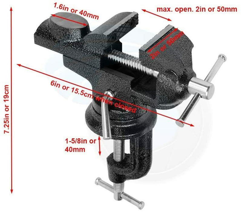 Tolson 50mm HD 360º Swivel Portable Table Bench Vice Clamp Mini Vise Anvil