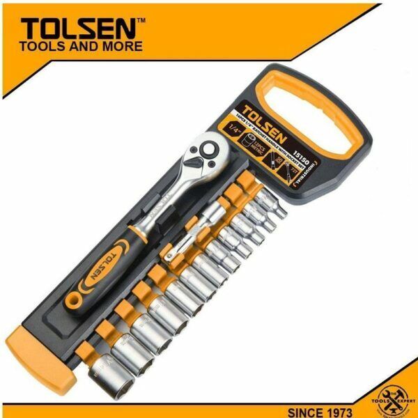 TOLSEN | 15150# TOLSEN 14PCS 1/4 Ratchet Handle with Sockets Set AU STOCK