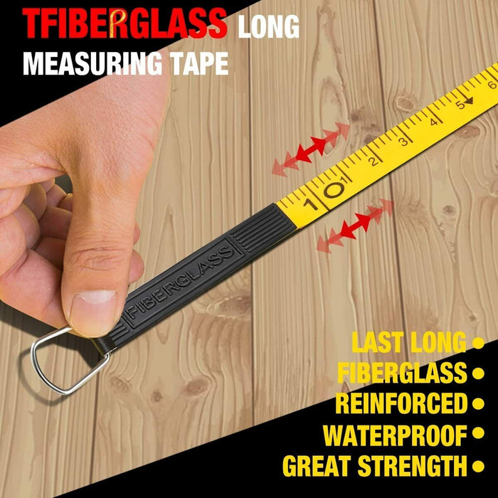 TOP Tape measure 30M 50M 100M Fibreglass Open Reel Measuring Metric Imperial