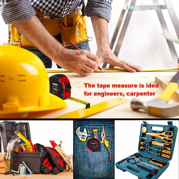 6x Tape Measure 8m Metric Medalist® 6pc H/Duty Rubber Grip Triple BladeStop 8Mtr
