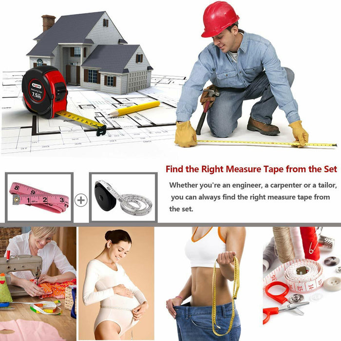 6x Tape Measure 8m Metric Medalist® 6pc H/Duty Rubber Grip Triple BladeStop 8Mtr
