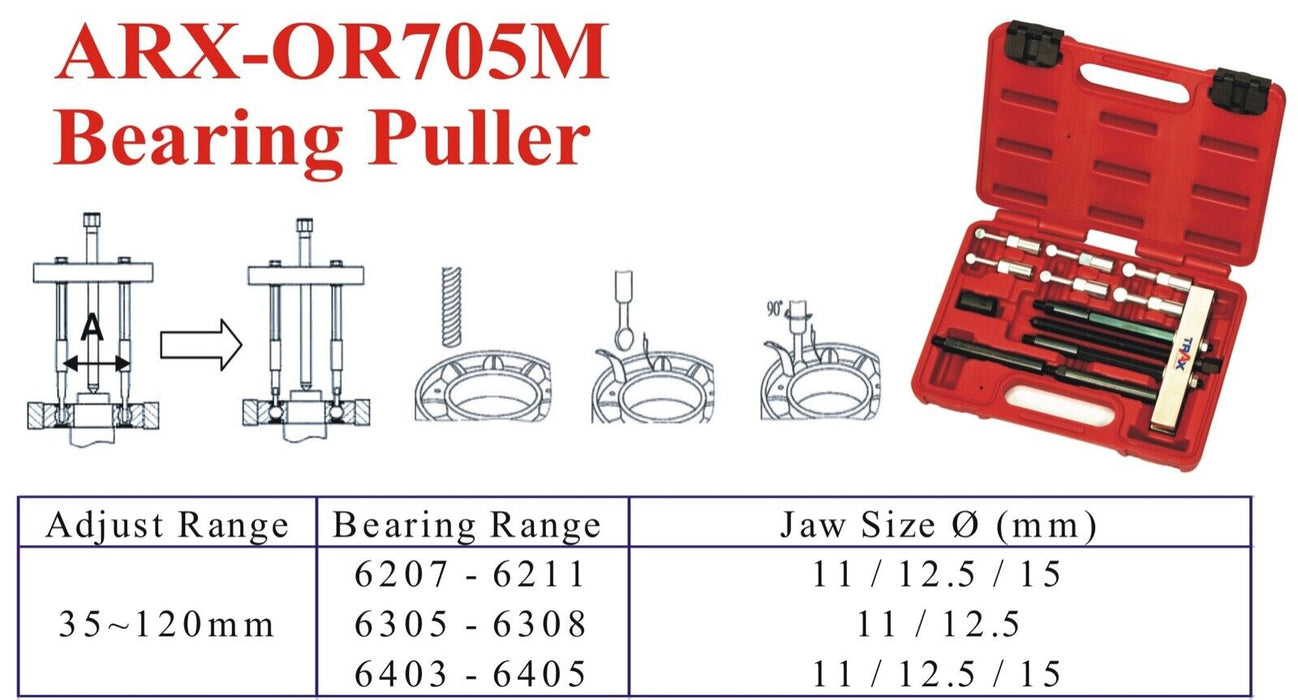 TRAX 3-way Small Ball End/Legs/Plate Ball Ends Bearing Puller Made in Taiwan