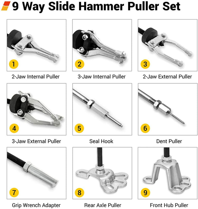 TRAX 13Pc Slide Hammer Puller Tool Pulling Axle Bearing Drive Hubs Made INTaiwan