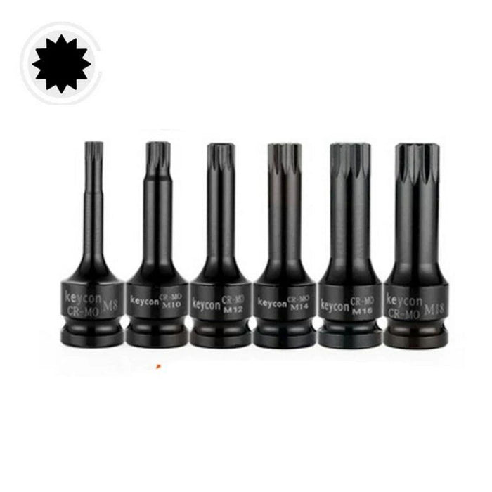 TRAX 5Pcs 1/2″ Dr. Spline Socket Bit Set Made in Taiwan M5/M6/M8/M10/M12