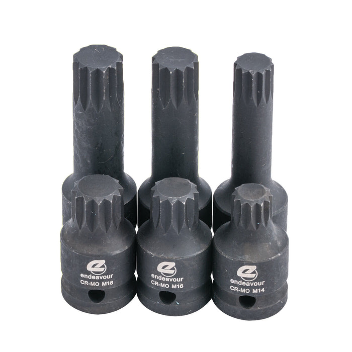 TRAX 5Pcs 1/2″ Dr. Spline Socket Bit Set Made in Taiwan M5/M6/M8/M10/M12