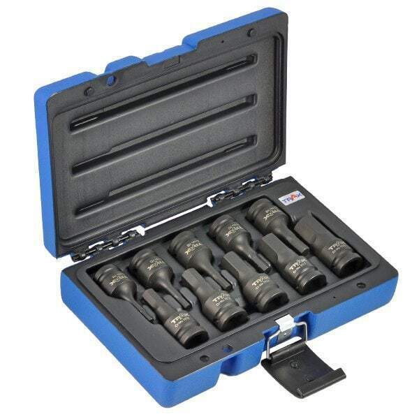 TRAX 10pc Hex Allen Bit 1/2'' Deep Air Impact Socket Set Made in Taiwan 4-19mm