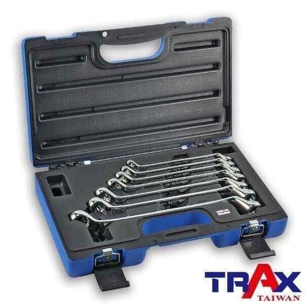 TRAX 7Pcs 75 o Offset 12PT Metric Double Ring Wrench Set Made in Taiwan 6-19mm