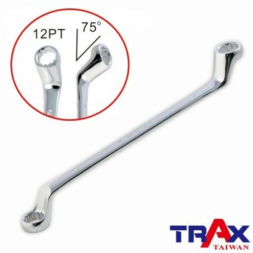 TRAX 7Pcs 75 o Offset 12PT Metric Double Ring Wrench Set Made in Taiwan 6-19mm