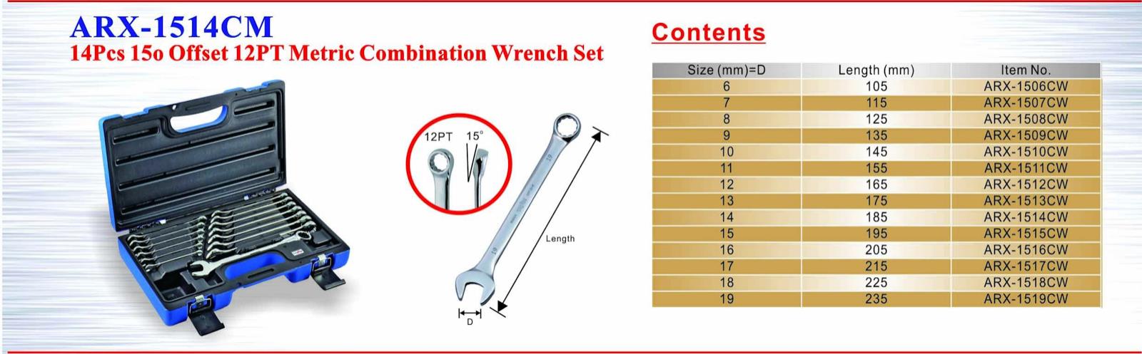 TRAX 12PC Ratchet Gear Spanner Wrench Set Tools Made in Taiwan 8-19mm 12PT 72T