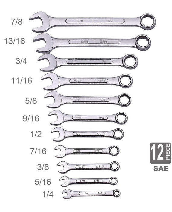 TRAX 22PC Spanner Set Combination Open Wrench Made in Taiwan 8-19mm 1/4” - 7/8”