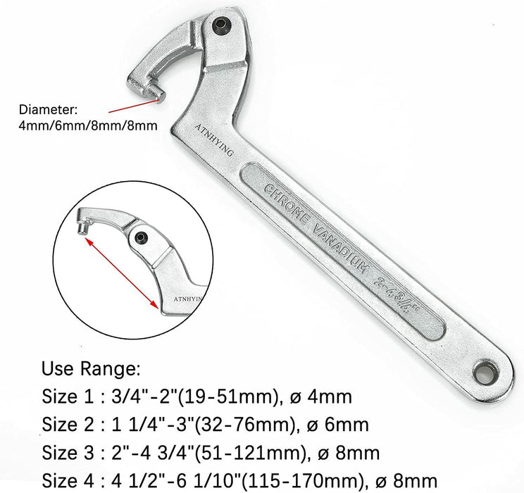 TRAX Trades Grade Adjustable Face Pin Wrench Gland Nut Spanner Made in Taiwan