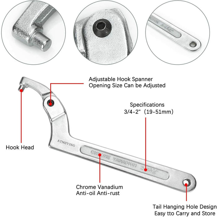 TRAX Trades Grade Adjustable Face Pin Wrench Gland Nut Spanner Made in Taiwan