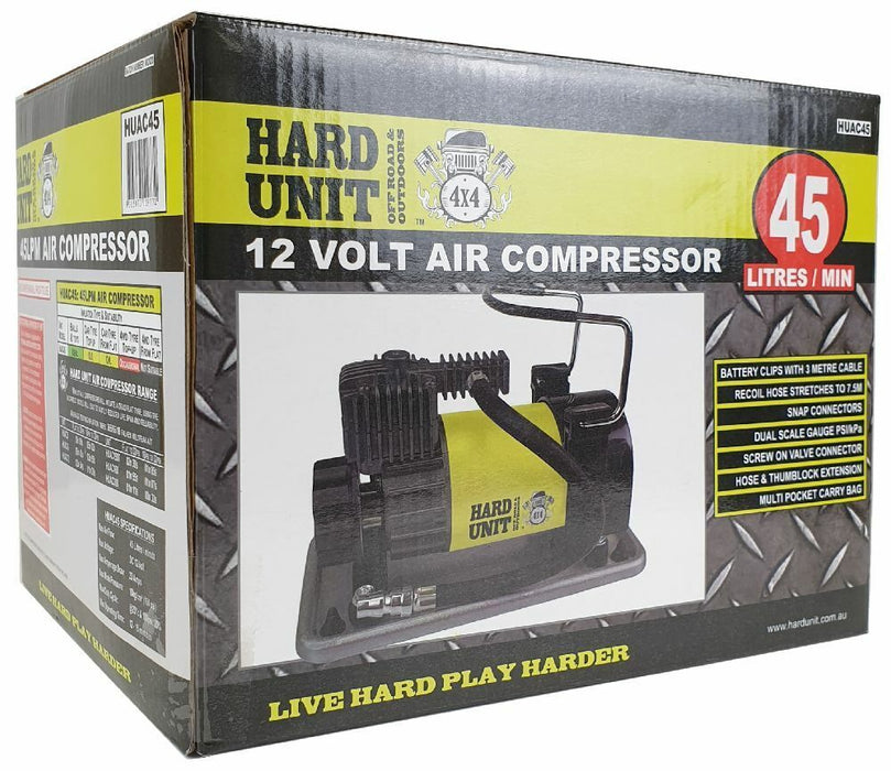 HARD UNIT Air Compressor 12Volt 4x4 Tyre Deflator Inflator 45 LPM Car Truck