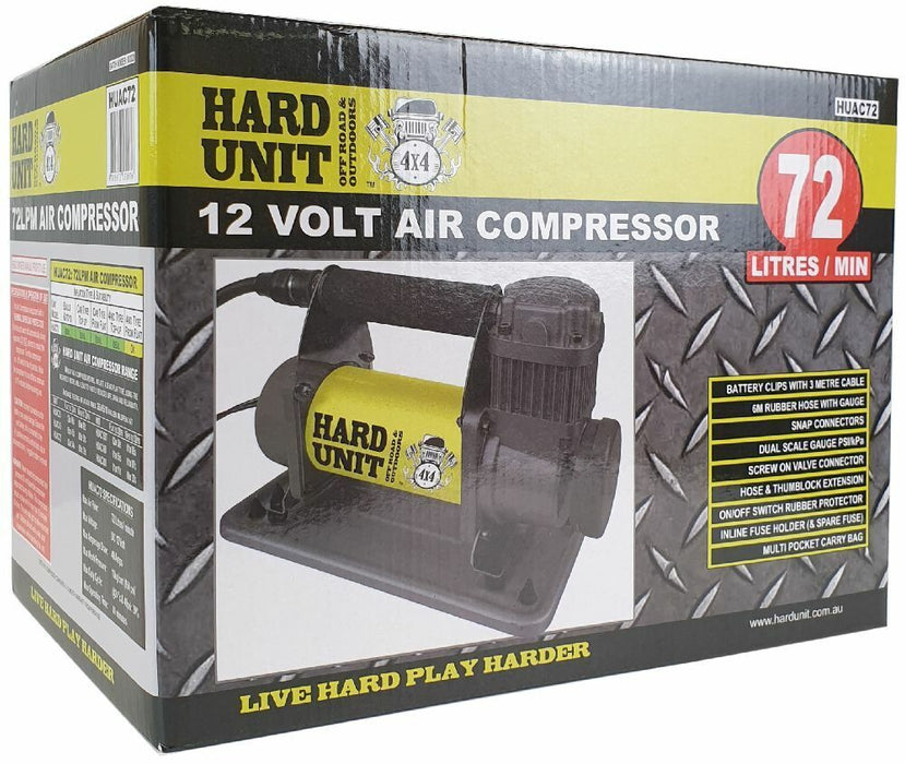 HARD UNIT Air Compressor 12Volt 4x4 Tyre Deflator Inflator 72 LPM Car Truck