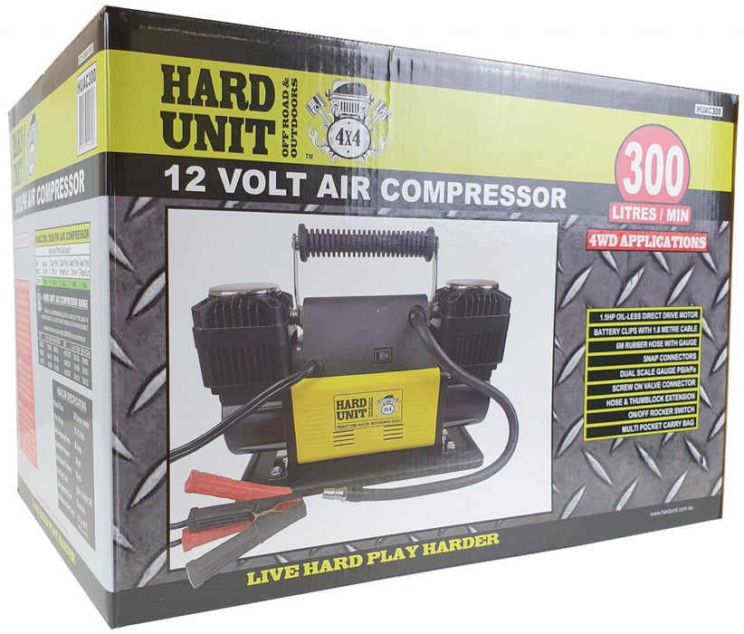 HARD UNIT Air Compressor 12Volt 4x4 Tyre Deflator Inflator 300 LPM Car Truck