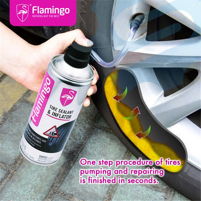 24PC FLAMINGO CAR SUV 4WD PUNCTURED FLAT TYRE INFLATOR SEALER FIXA-FLAT SPARE