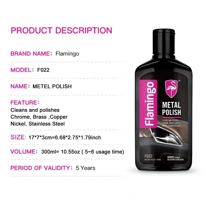 FLAMINGO - METAL POLISH LIQUID 300ml MADE IN USA