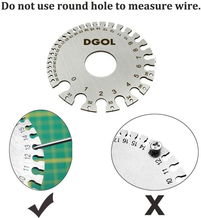 Wire Measurement With Ruler Stainless Steel Round AWG Wire Thickness Ruler Gauge Diameter Measurer ...