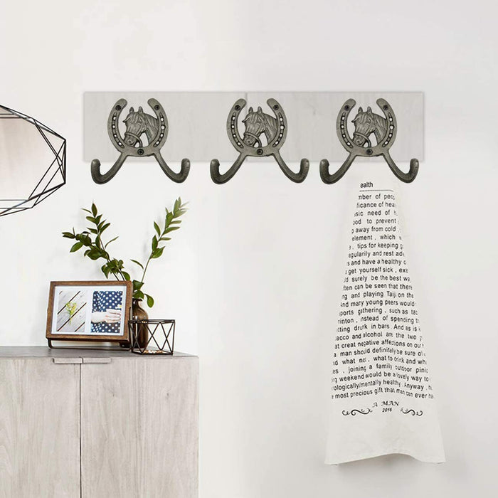 Mr Gecko Horse Shoe Head Cast Iron Wall Hook Hand Made Antique Black