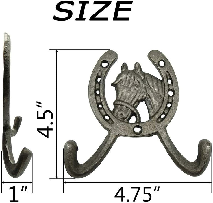 Mr Gecko Horse Shoe Head Cast Iron Wall Hook Hand Made Antique Black