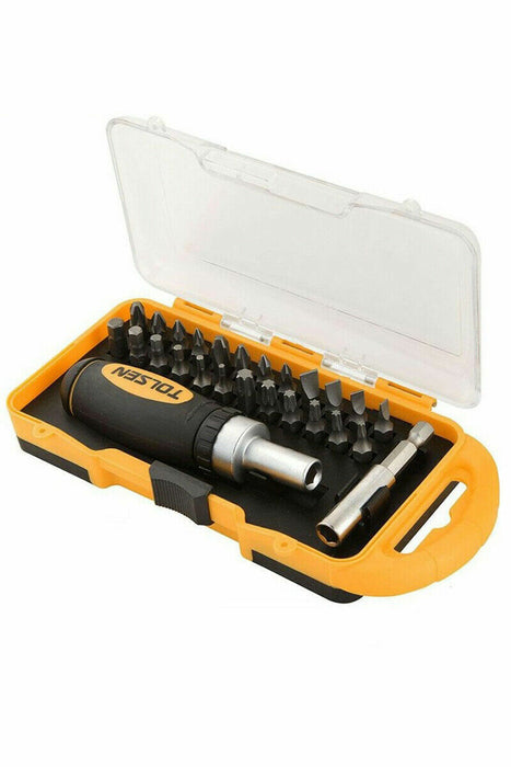 TOLSEN 26pcs Ratchet Bit Set w/ Bit Holder (Philip & Flat) 20034 TPR Handle AU