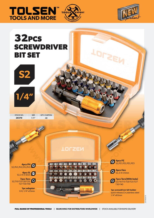 Tolsen 32pcs 32 In 1 Screwdriver Bit Set  Strong Magnet Set Repair Phone Laptop