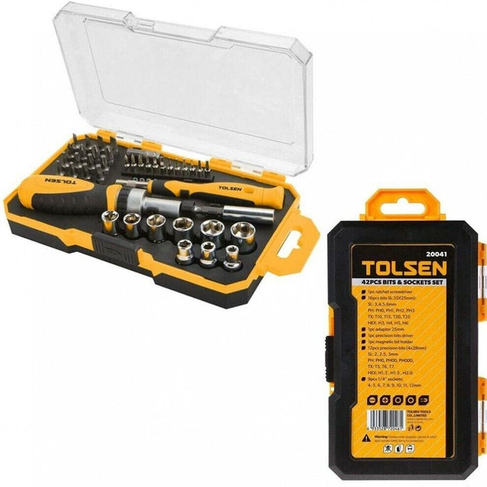 TOLSEN 38PCS BITS & SOCKETS SET SL PH PZ HEX Torx Bit adaptor Extension Bar