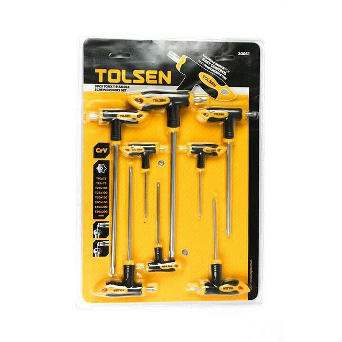 Tolsen 8PC T-Handle Ball Point Metric Hex Key Wrench Set Cr-V H2.0-H10 CRV steel