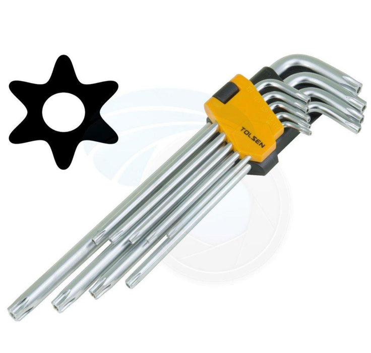 9 PCS LONG ARM TAMPER PROOF STAR TORX ALLEN HEX KEY WRENCH HARDWARE HAND TOOL