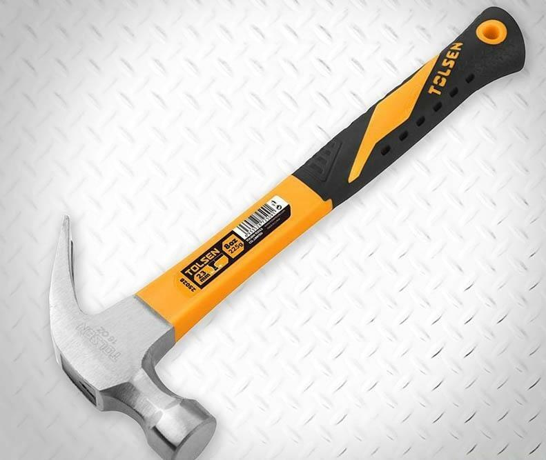 TOLSEN 20oz 560g Claw Hammer Lightweight Fibreglass Smooth Face Nail Puller