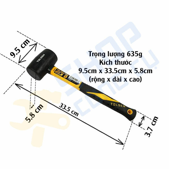 Tolsen Black Rubber Mallet Soft Face Hammer Double Side Grip 450-625g