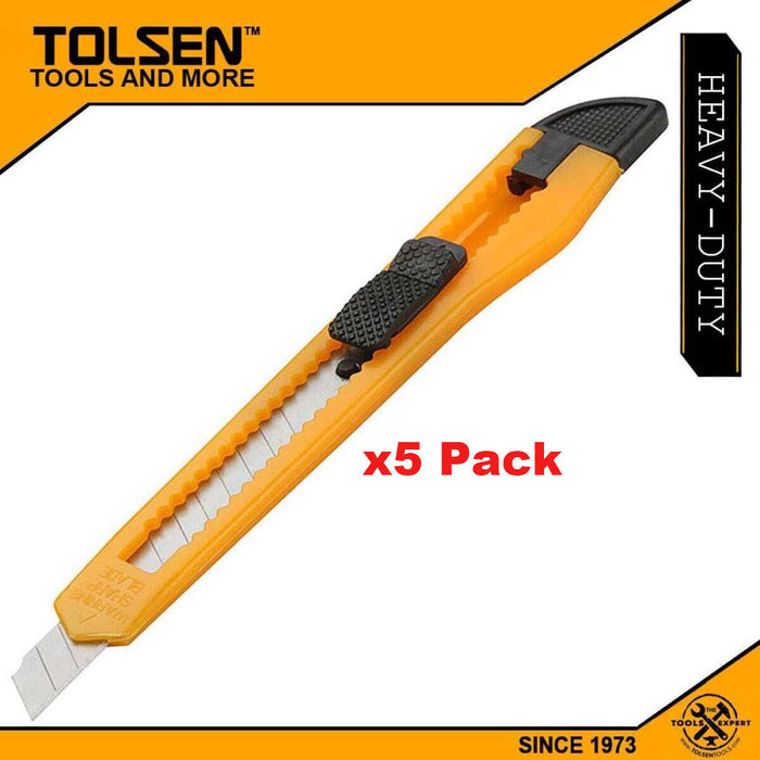 TOLSEN 5PCSmall 9mm Light Weight Snap Box Cutter Snap Off Knife Blade Slide Lock