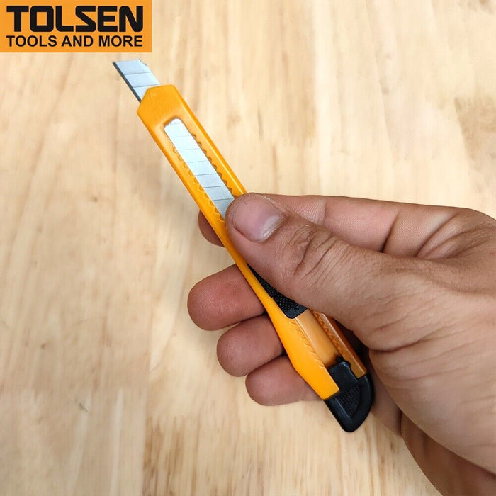 TOLSEN 5PCSmall 9mm Light Weight Snap Box Cutter Snap Off Knife Blade Slide Lock