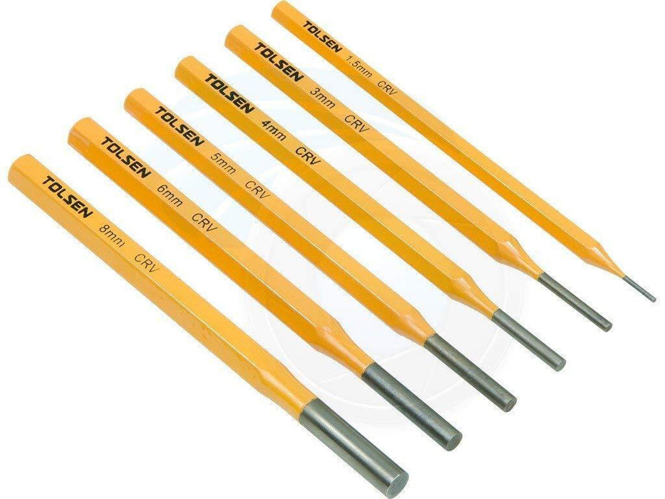 TOLSEN 6PCS Pin Punch Set High Carbon Steel for Metal and Wood Working AU Stock