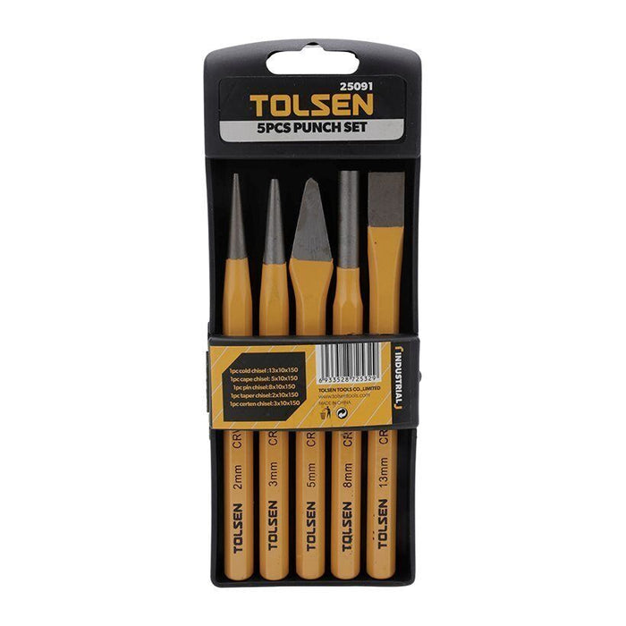 TOLSEN 5PC Cold Chisel and Center Pin Punch Set Metal Working Mechanic Hand Tool