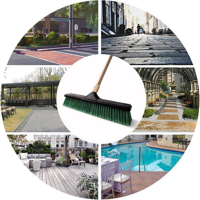 450-600mm STIFF BRISTLE Broom Squeegee Extendable Handle Wet Dry Indoor Outdo