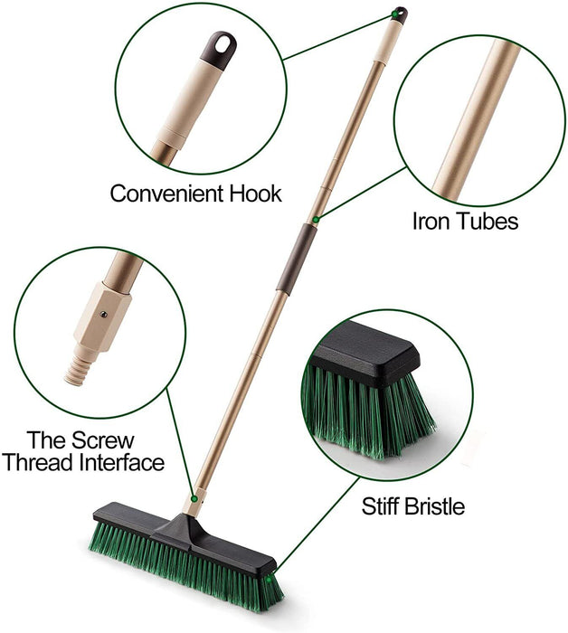 450-600mm STIFF BRISTLE Broom Squeegee Extendable Handle Wet Dry Indoor Outdo